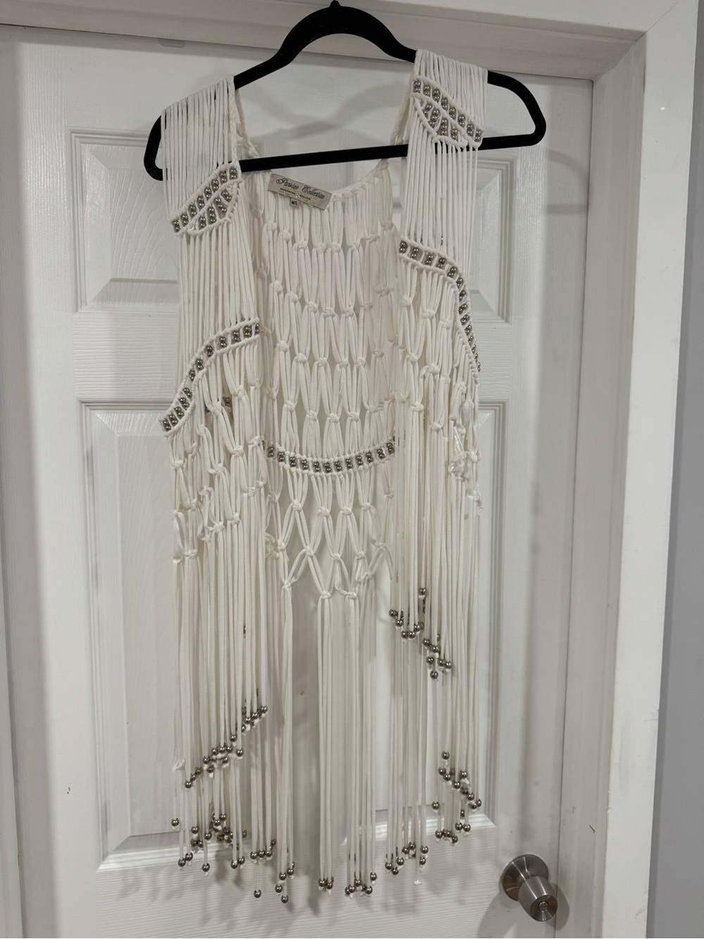 Boho Fringe Macramé Tunic Vest - White